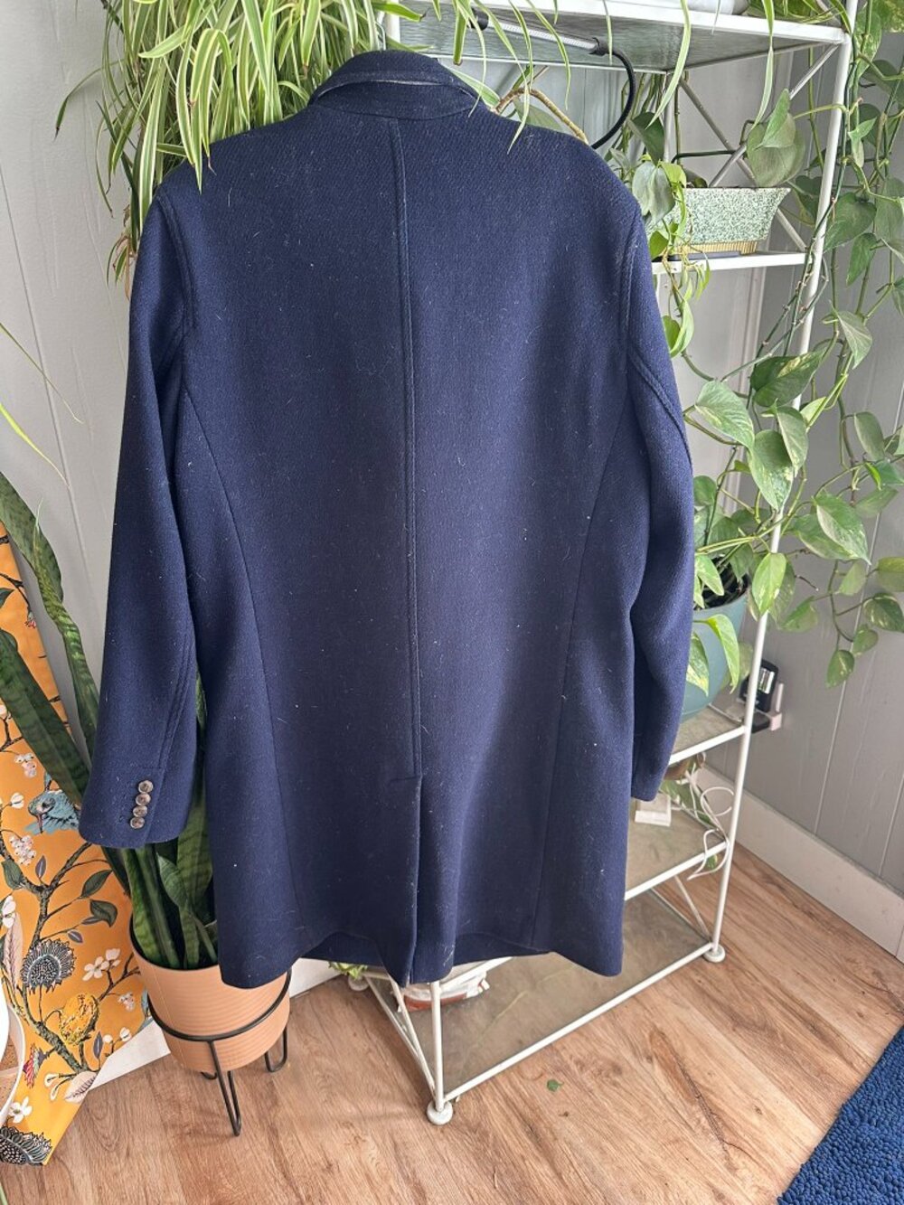 GAP Men’s Wool Blend Navy Topcoat Overcoat Large Tall L Tall - Picture 4 of 12
